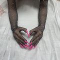 Female  Thin Hollow Flash Drilling Mesh Fishing Net Cosplay Halloween Dance Nighub Wedding Party Accessories Nail Gloves. 