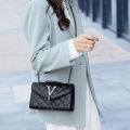 Black Luxury Handbags And Purse Women PU Leather Messenger Shoulder Bag Plaid Female Crossbody Bag Tassel Quilted Brand.