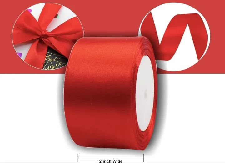 1 Roll satin 2 Inch Wide Ribbon (Red) 20meter | Daraz.pk