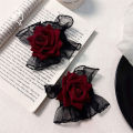 Lolita Short Hand Sleeve Gloves Lace Rose Flower Wrist Cuffs Ruffled Floral Elastic Bracelet Women Cosplay Clothing Wristband. 