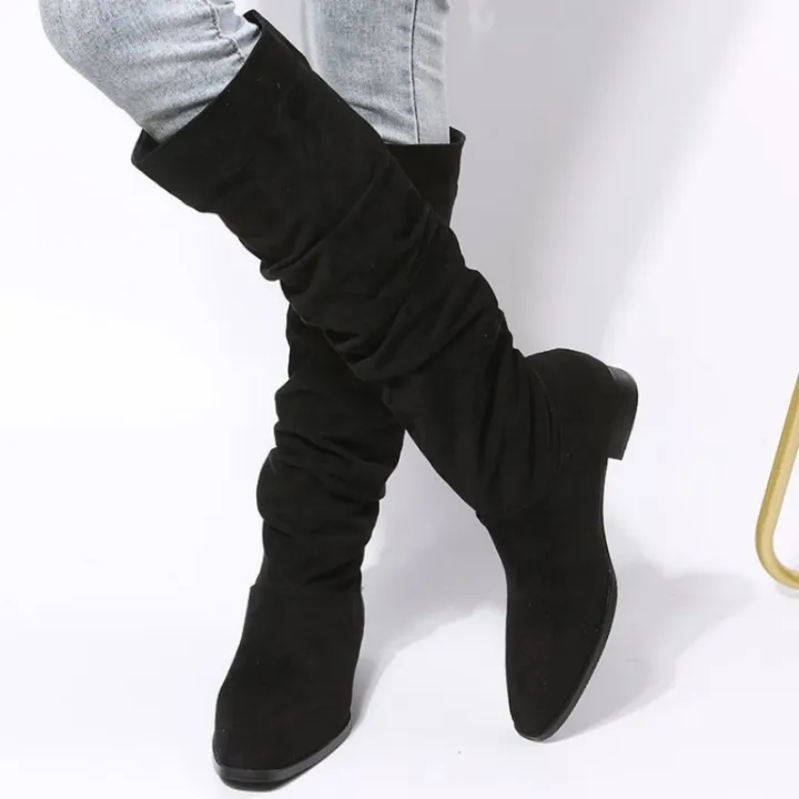 New%20Solid%20Color%20Comfortable%20Fashion%20Knee-high%20Fashion%20Boots%20Round%20Head%20Square%20Heels%20Increase%20Large%20Size%20Winter%20High%20Boots%20-%20Image%205