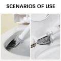 Black Silicone Toilet Brush with 360° Flexible Head & Quick-Dry Holder - Long Handle for Deep Cleaning Small Bathrooms/RV Anti. 