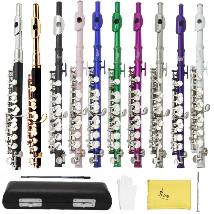 Piccolo Instrument Color SLADE Piccolo 16 Holes C Key Multicolor Silver Key Piccolo White Copper ...