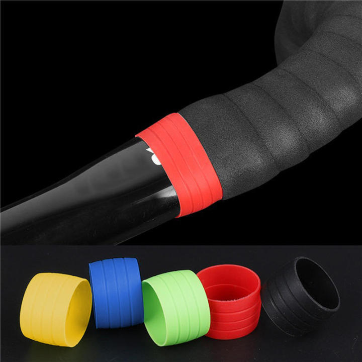 1 Pair Cycling Handlebar Tape Fixing Sleeve Ring Anti-skip Waterproof Plugs Protective Cover Bike Road Silicone Hand