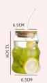 Ribbed & Round Glass Sipper with Glass Straw, Tumbler Can Lid Ribbed Square Glass Mug with Straw, Mason Jars With Cover, Mug for Fruit Juice Milk & Coffee Mug.. 