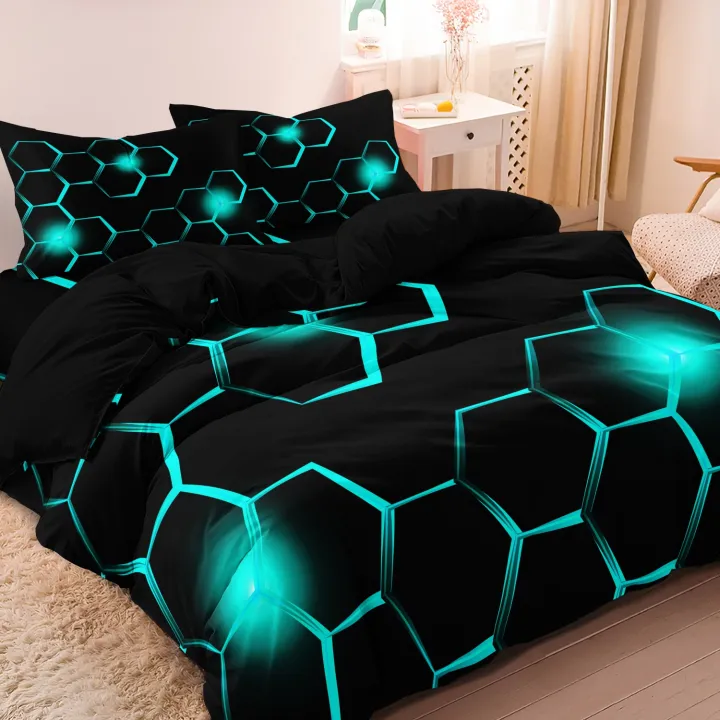 3pcs%20Geometric%203D%20Hexagonal%20Honeycomb%20Pattern%20Duvet%20Cover%20Set,%20Digital%20Print%20Colorful%20Polyester%20Bedding%20with%20Zipper%20Closure%20-%20Image%206
