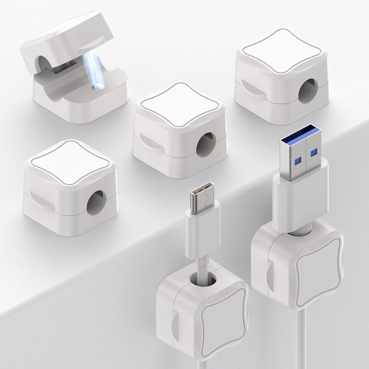 Magnetic Cable Clips & Cord Holder Lot – Under Desk Wire Management, Plastic