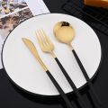 Black Gold 20Pcs Dinnerware Set Stainless Steel Dinner Knife Fruit Fork Spoon Cutlery Set Kitchen Tableware Flatware Set.