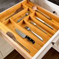 Bamboo Cutlery Rack Expandable Drawer Organizer, Adjustable Cutlery Tray, Wooden Cutlery Drawer Divider Organizer, Kitchenware. 