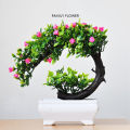 1pcs Artificial Flower Artificial Plant Bonsai Plastic Guest-Greeting Pine Fake Plant Flower Potted Ornaments for Home Room Table Garden Hotel Decoration. 