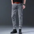 Casual Jeans Men's Straight Elastic Denim Pants Grey Versatile Fashion Brand Men's Long Cool. 