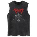 Summer Men's Retro Printed Washed Cotton Vest Muscle Gym Sleeveless Workout T Shirts Fashion Running Beach Loose Cutoff Tees.