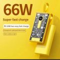 66W Super Fast Charge Power Bank 20000mah original Battery PD super Fast Charger PD20W led digital display transparent bank long endurance multiple protection For iPhone Samsung Xiomi Auxiliary Battery. 