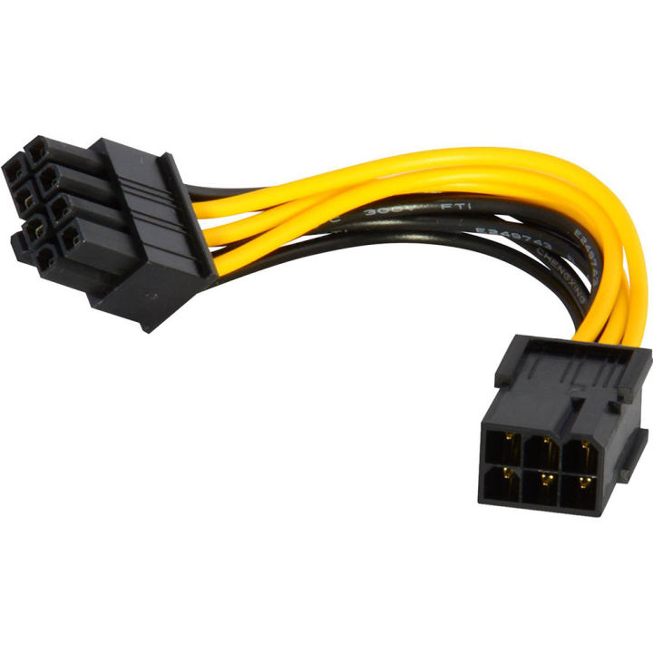 2PCS 6 Pin Feamle To 8 Pin Male PCI Express Power Converter Cable CPU ...