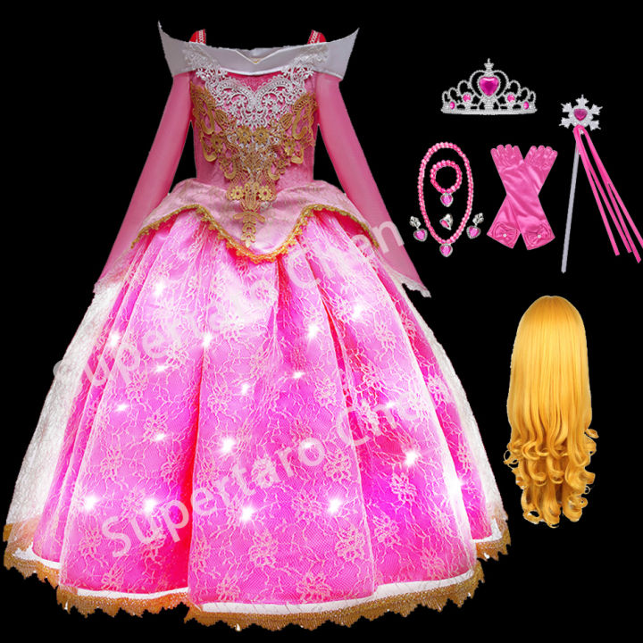Girls Beauty Princess Glowing Dress Up Children Fancy Kid Cosplay