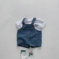 2024 Summer Baby Clothing Set Toddler Girls Clothes Suit Infant Tee and Denim Overall  Boys Outfit. 