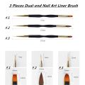 LINMANDA Nail Art Brushes 3Pcs Nail Brush Set with Gel Polish Pens and Liner Brush for Home and Professional Salon Use. 