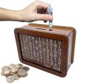 1pcs Money Wood Box Piggy Bank Wood Money Bank Reusable Money Box with Saving Goal and Numbers Money Boxes Money Drawer.