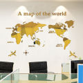 World Map Wall  3D Acrylic Wall Stickers Three-dimensional Mirror Stickers Bedroom Office Background Wall Decoration Stickers. 