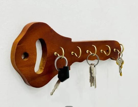 Brown Wooden Key Shape Wood Key Holder