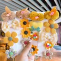 9Pcs/Set Cartoon Bunny Flower Baby Hair Clips Cute Plush Rabbit Hairpin Toddler Girls Barrettes Headwear Kids Hair Accessories. 