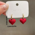 Red Heart Dropper Earrings for Women Versatile in All Seasons Suitable for Daily Wedding Occasions Style.