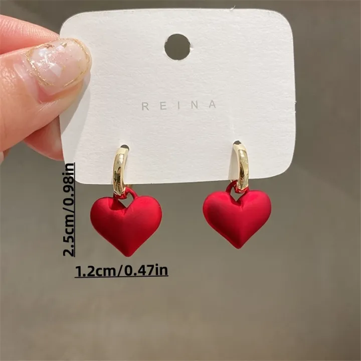 Red%20Heart%20Dropper%20Earrings%20for%20Women%20Versatile%20in%20All%20Seasons%20Suitable%20for%20Daily%20Wedding%20Occasions%20Style%20-%20Image%206