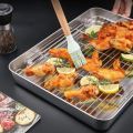 304 Stainless Steel Baking Tray Set with Grill Metal Rectangular Cooling Rack Grilling Tools BBQ for Kitchen Outdoor Camping.