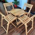 Wooden Foldable4 Chair 1 Table Set With Round Table. 