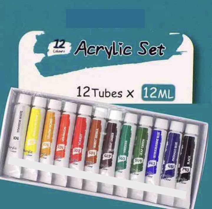 Acrylic-Colour Paints pack kf 12/24/36/48 colours 12ml tube best quality excellent coverage