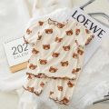 Korean-Inspired Baby Pajamas - Minimalist Dot Print PJ Set, Organic Cotton Summer Sleepwear for Infant Girls. 