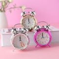 2 Inch Alarm Clock Creative Electroplating Flash Ringing Alarm Clock Round Number Dual Bell Loud Alarm Watch Bedside Clock Decor. 