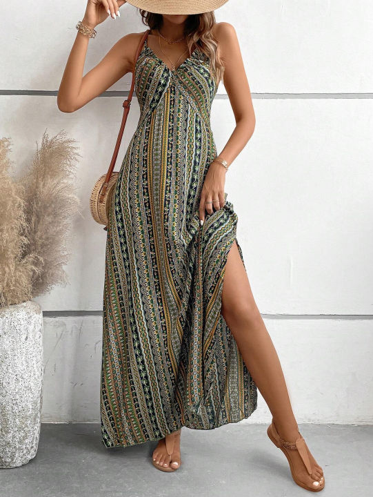 Women's%20Summer%20Ethnic%20Pattern%20Backless%20Split%20Thigh%20Dress%20Ladies%20Summer%20Clothes%20Boho%20Fashion%20Frill%20Trim%20Long%20Dress%20for%20Beach%20-%20Image%202