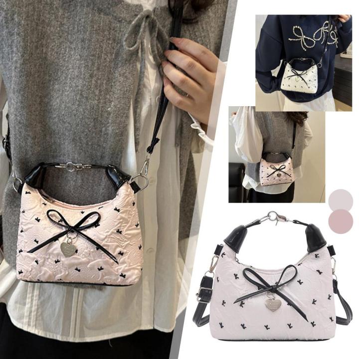 Mini Compact Handbag Women's Niche High-end Bow Dumpling Bag Shoulder Messenger Bag