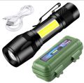 Zoomable Tourch Metal COB Flash Light Tourch | Mini LED Flash Light | Rechargeable Small LED Work Flash Tourch Light. 