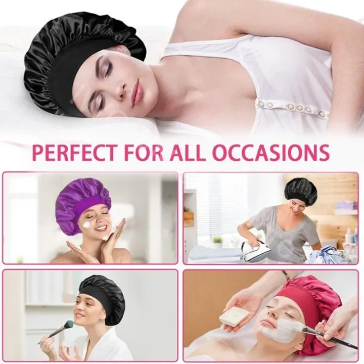 New%20Women's%20Satin%20Solid%20Wide-brimmed%20Sleeping%20Hat%20Unisex%20Head%20Wrap%20Elastic%20Band%20Cap%20Hair%20Care%20Bonnet%20Night%20Hat%20bonnet%20de%20nuit%20-%20Image%206