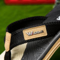 Summer trend contrasting flip flops for men wearing non-slip soft bottom braided beach sandy rubs. 