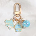 Cartoon Enamel Shark Jellyfish Mermaid Keychain Cat Glass Beads Ball Key Ring For School Bag Accessories Headphone Cover Gifts. 