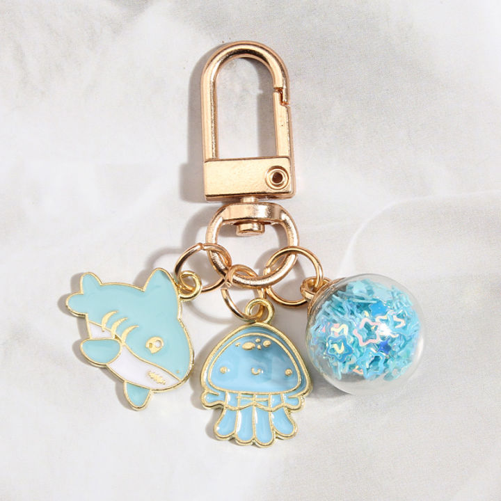 Cartoon%20Enamel%20Shark%20Jellyfish%20Mermaid%20Keychain%20Cat%20Glass%20Beads%20Ball%20Key%20Ring%20For%20School%20Bag%20Accessories%20Headphone%20Cover%20Gifts%20-%20Image%202