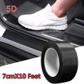 7cm X 10Feet 5D Super Glossy Car door sill anti-collision strip Carbon fiber texture sticker Anti-scratching Protective Tape Car Accessories. 