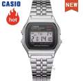 Casio LED Digital Watch for Men Waterproof Sports Military Wrist Watch Stainless Steel Luxury Silver Watch. 