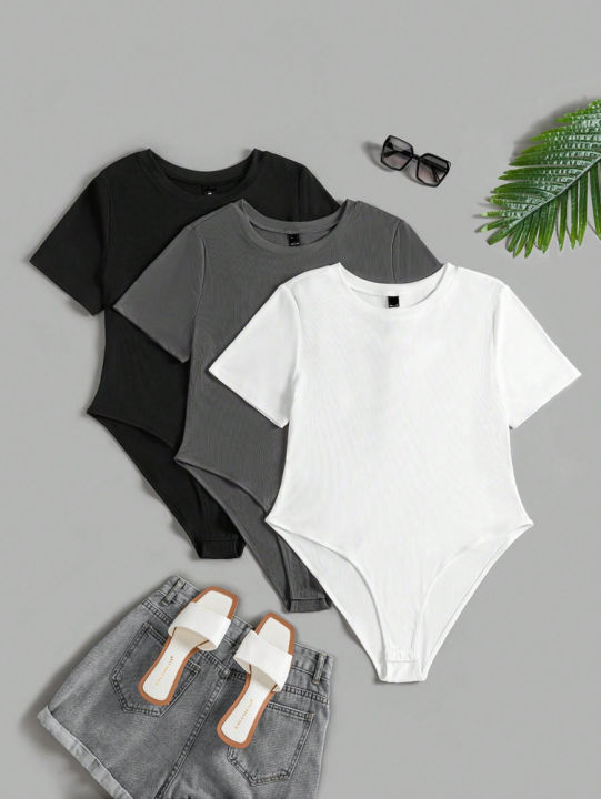 Plus%20Size%20Women's%20Round%20Neck%20Short%20Sleeve%20Jumpsuit%20(3%20Pcs)%20Yoga%20Wear%20Jumpsuit%20Sports%20Fitness%20Outdoor%20Beach%20Summer%20-%20Image%202