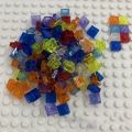100pcs Transparent 1X1 Dot Thin Brick Small Particles Building Blocks Transparent Parts Two-Dimensional Code Educational Childre. 