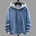 Men`s Winter Cotton White Long Sleeve Hoodie For Man.