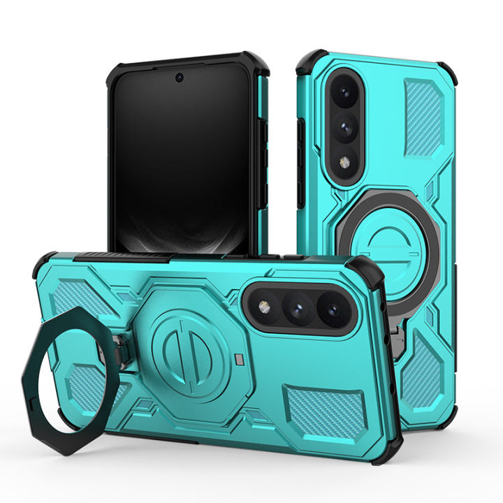 Phone Case for OnePlus Nord 5/Ace 5 Ultra Rugged Shockproof Magnetic 360°Rotating Metal Ring Armor Holder Wireless Charging