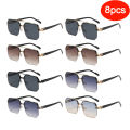 Men's Metal Sunglasses Square Half Frame Rice Nails Casual Trend Personality Retro Fashion Outdoor Sports Eyeglasses. 