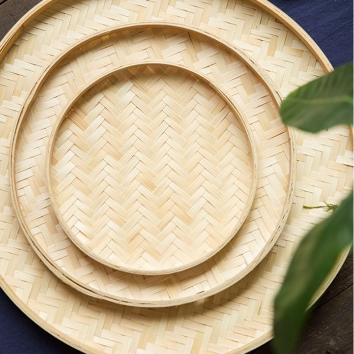 Hand-Woven Bamboo Sieve Bamboo Dustpan Fruit Bread Storage Basket Japanese Kitchen Fruit Tableware Display Storage Tray
