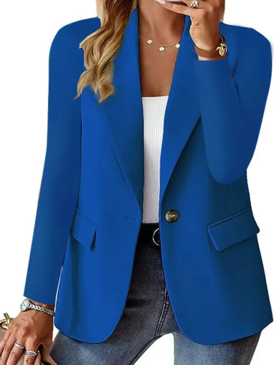2025%20New%20Women's%20Fashion%20Solid%20Button%20Suit%20Coat%20Lapel%20Long%20Sleeve%20Hatless%20Casual%20Coat/Jacket%20Oversized%20Work%20Office%20Business%20-%20Image%202