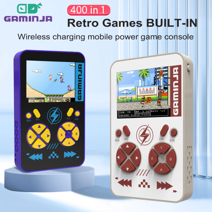 GAMINJA PB05 Mini Handheld Game Console Built-in 400 Games 5000mAh Battery Wireless Magnetic Power Bank Portable Game Console