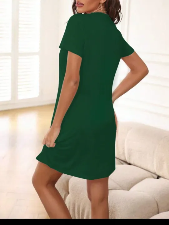Simple%20And%20Fashionable%20Ladies'%20Home%20Wear%20Pajamas%20Suitable%20For%20Home%20Use%20Skirt%20Breathable%20Half-Length%20Short%20Dres%20-%20Image%204
